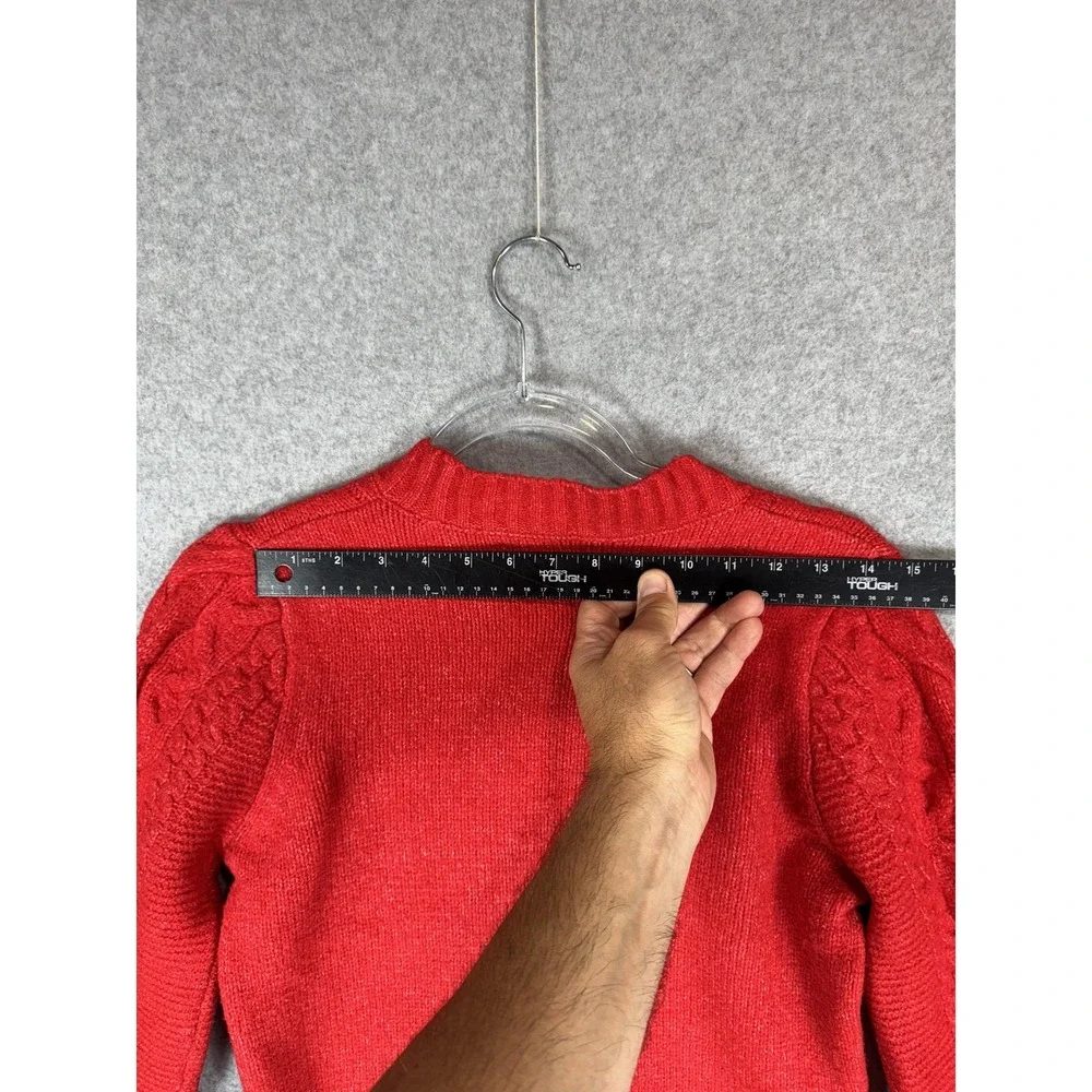 Sincerely Jules Sweater Womens Medium Red Cable Knit Crewneck Pullover Knitwear